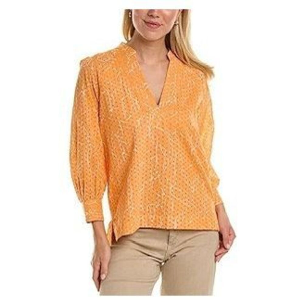 Joie eyelet orange blouse size small